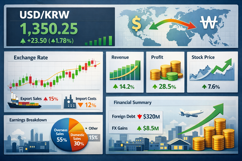 환율 차트와 기업 실적을 함께 보는 대시보드 예시