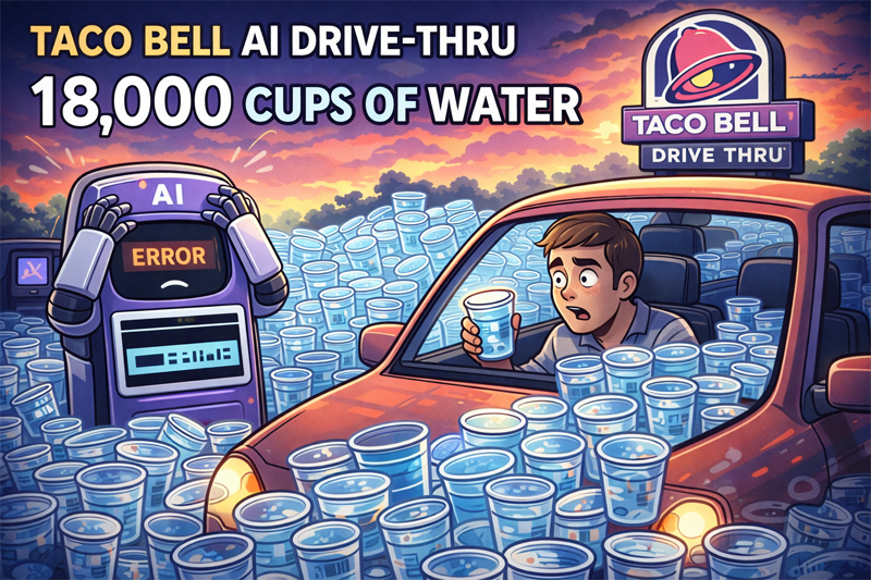 타코벨 AI 드라이브 스루, 18,000잔 물 사건