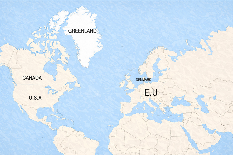 미국-덴마크-EU-그린란드의 위치를 보여주는 이미지