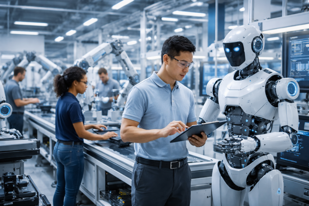 사람과 로봇이 함께 있는 미래형 작업 환경