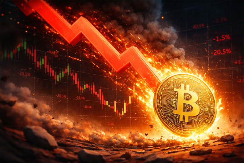 비트코인 가격 급락을 떠올리는 이미지